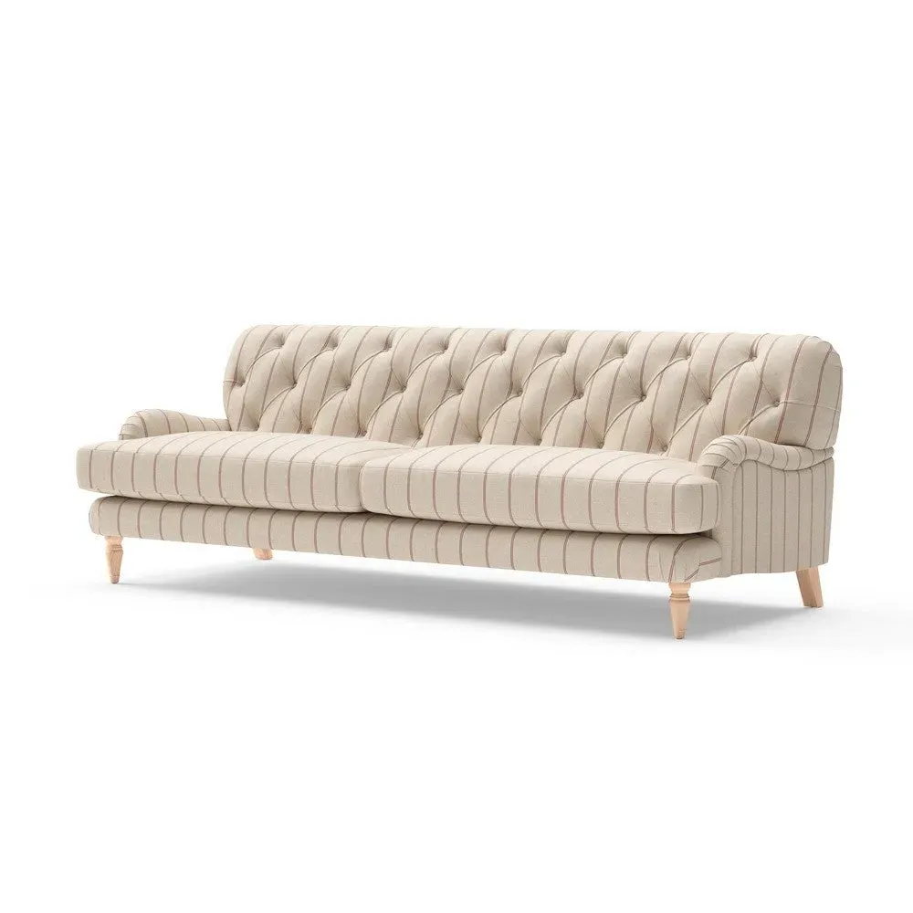 4-Seater Sofa - Raspberry, Compton Stripe