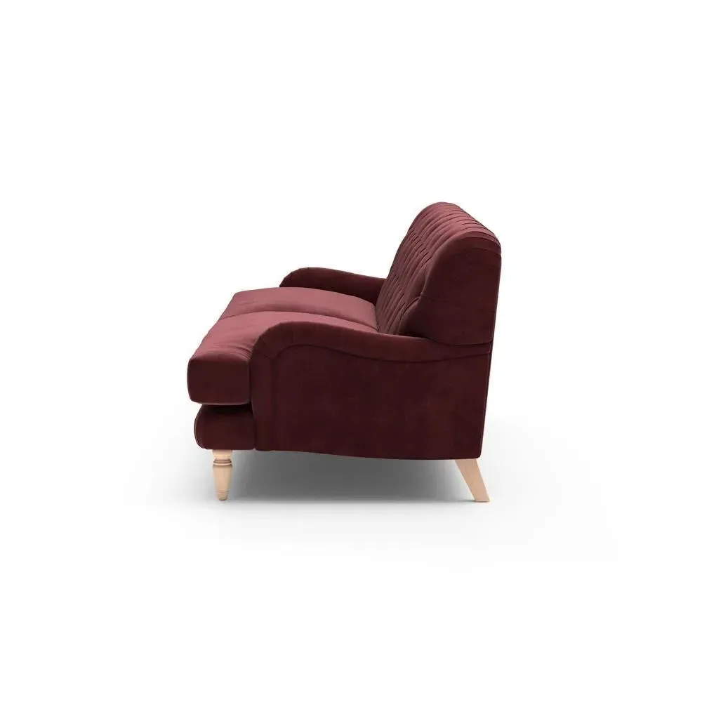 4-Seater Sofa with Deep-Buttoned Back - Dark Rosehip, Velvet