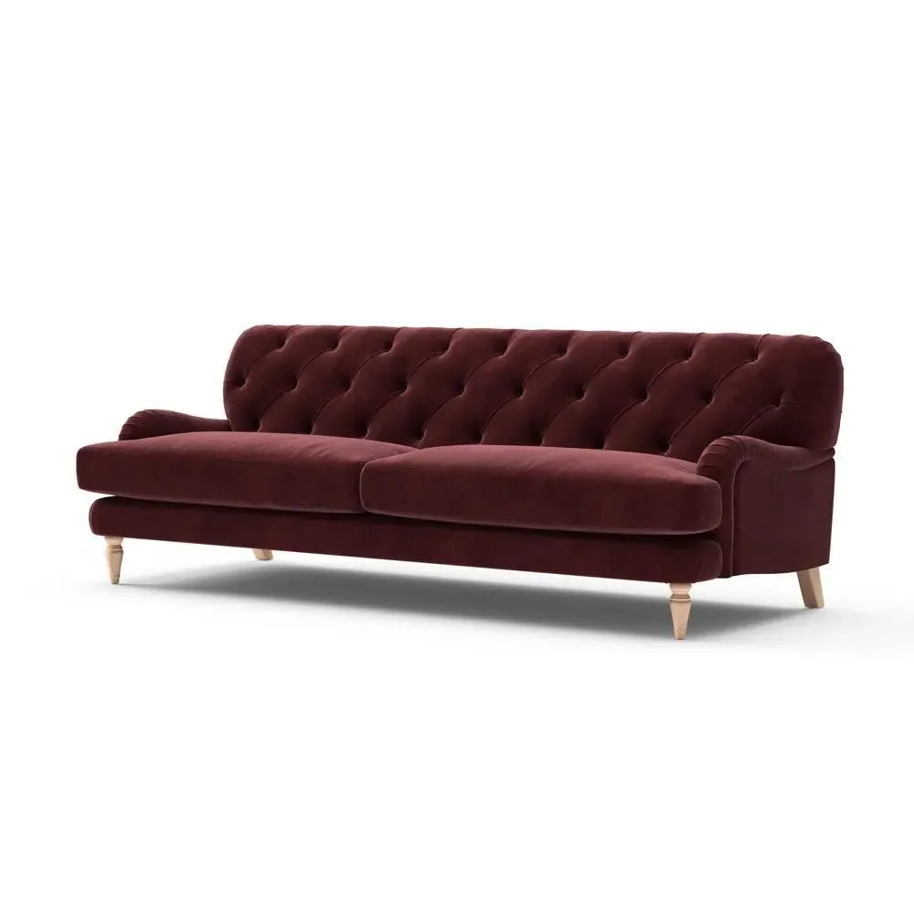 4-Seater Sofa with Deep-Buttoned Back - Dark Rosehip, Velvet