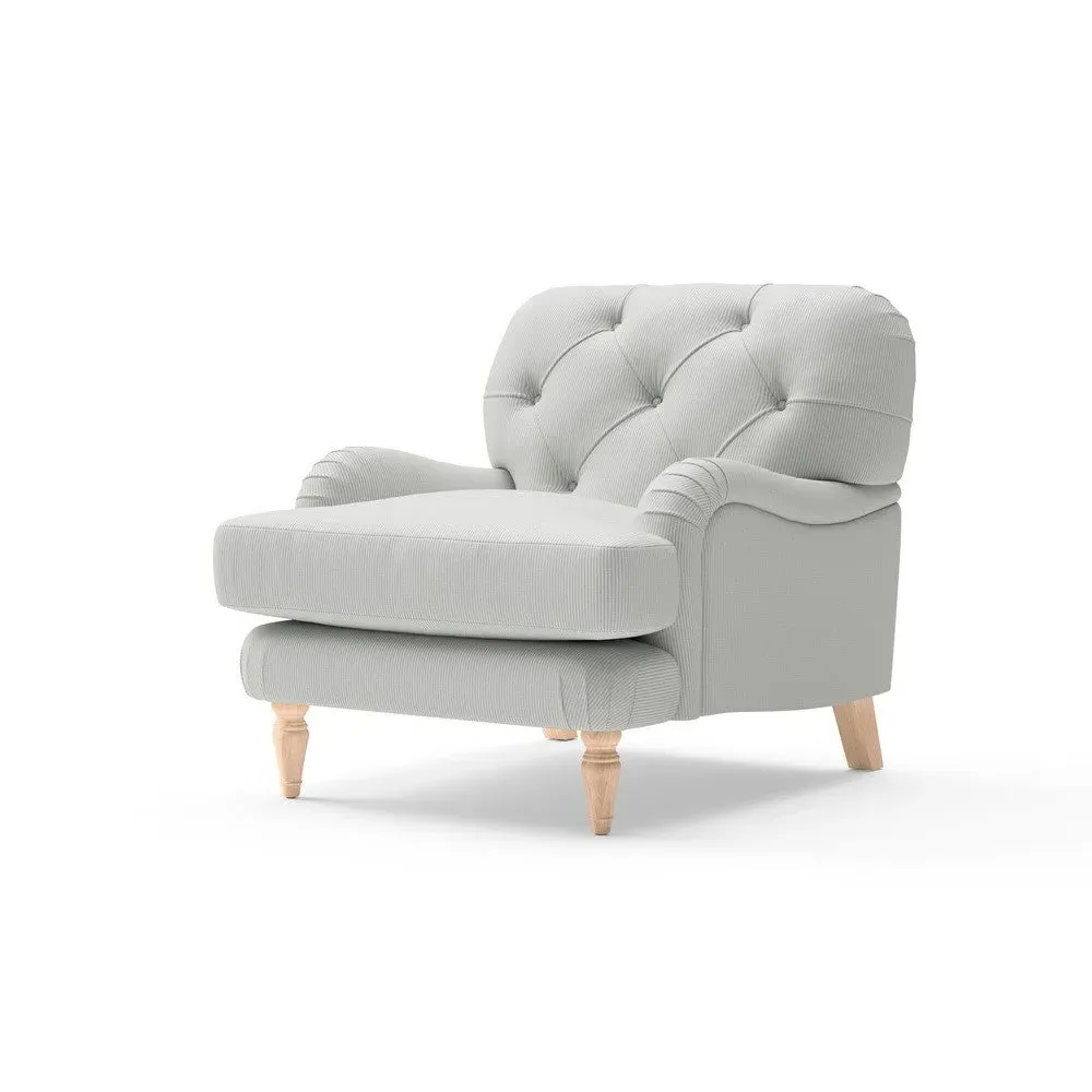 Armchair with Deep-Buttoned Back - Duck Egg, Broadway Stripe