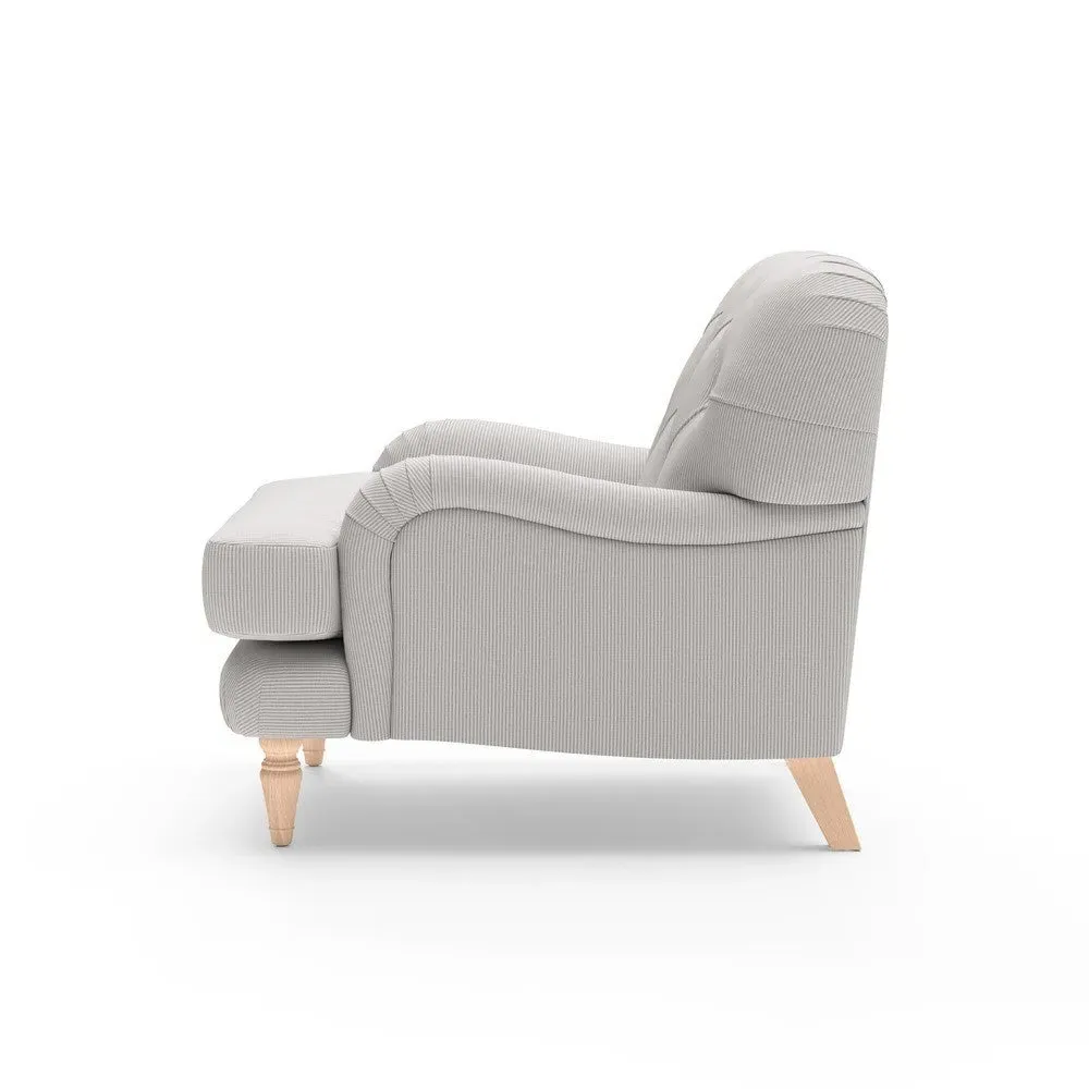 Armchair with Deep-Buttoned Back - Grey, Broadway Stripe