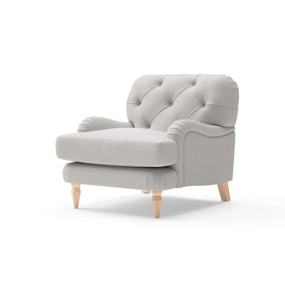 Armchair with Deep-Buttoned Back - Grey, Broadway Stripe