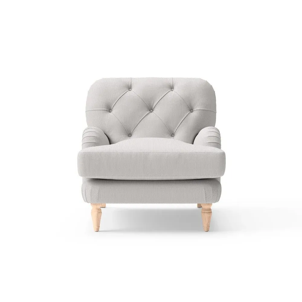 Armchair with Deep-Buttoned Back - Grey, Broadway Stripe