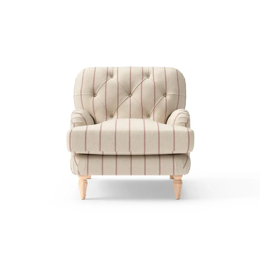 Armchair with Deep-Buttoned Back - Raspberry