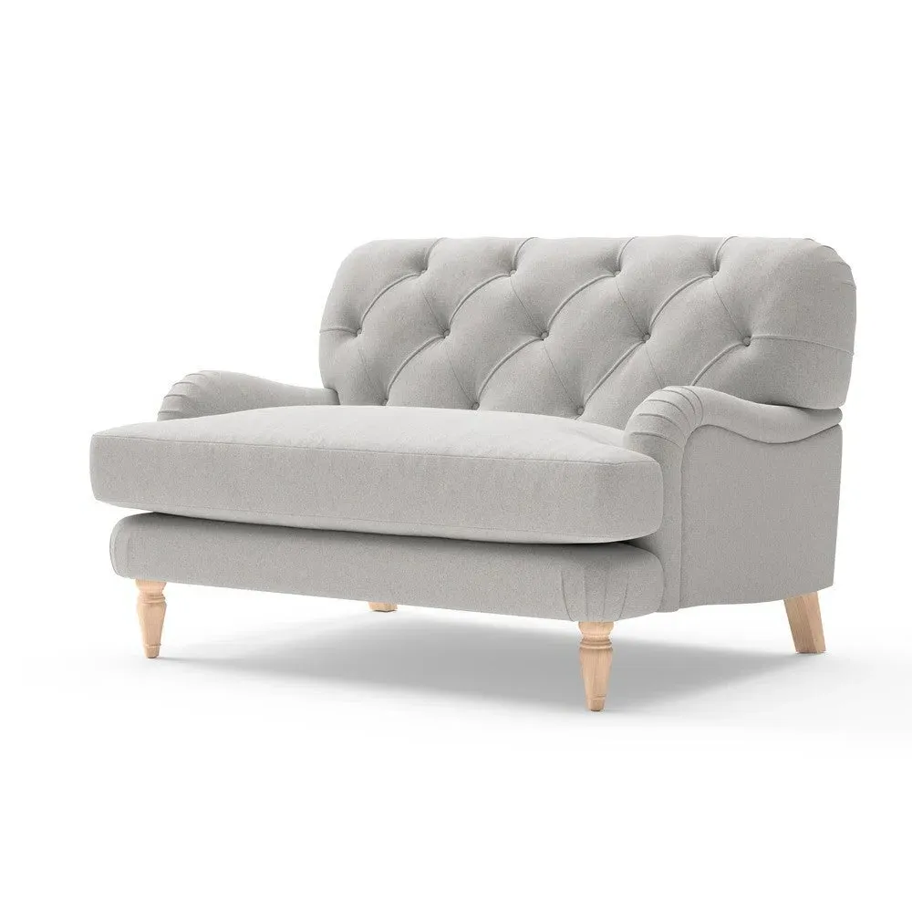 Chadwick Love Seat - Light Grey, Chunky Cotton