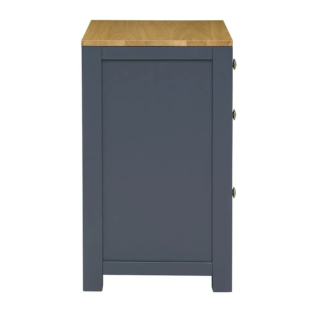 Chalford 3 Drawer Filing Cabinet - Inky Blue, Oak