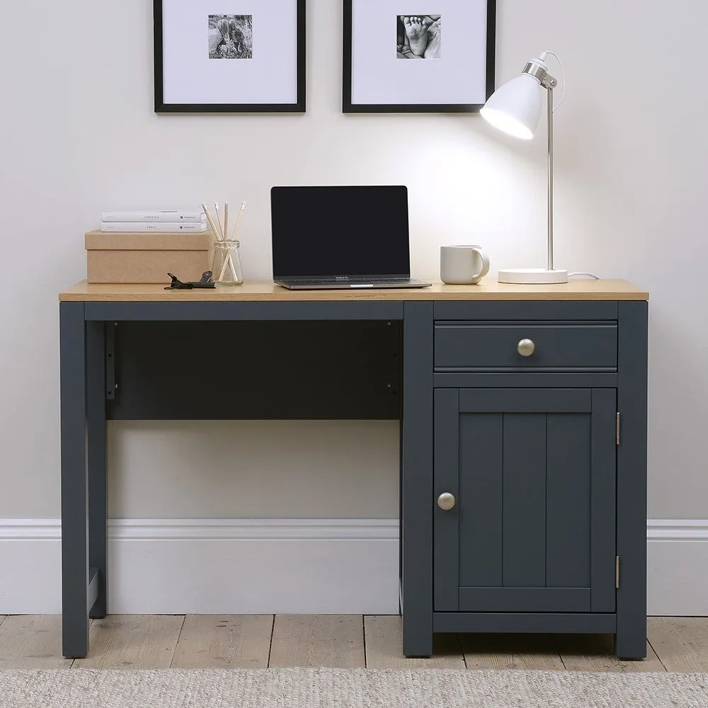 Chalford Single Pedestal Desk with Storage - Inky Blue image
