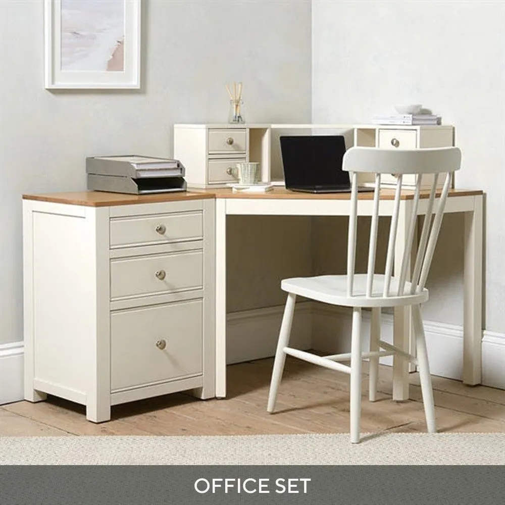 Chalford Corner Desk with Topper and Filing Cabinet - White