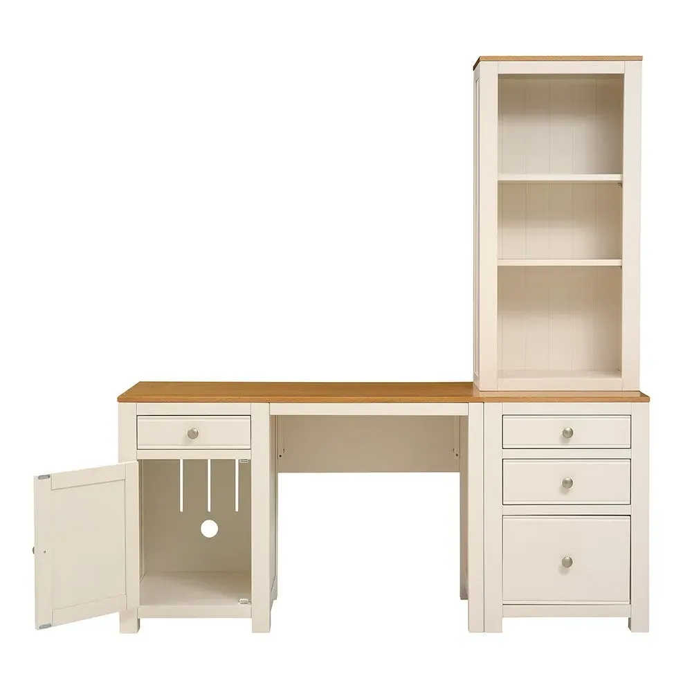 Chalford Desk Set with Bookcase and Filing Cabinet - Warm White