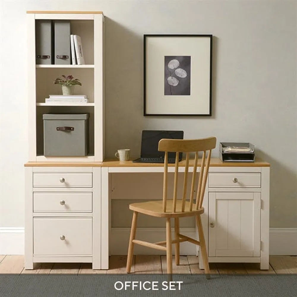 Chalford Desk Set with Bookcase and Filing Cabinet - Warm White