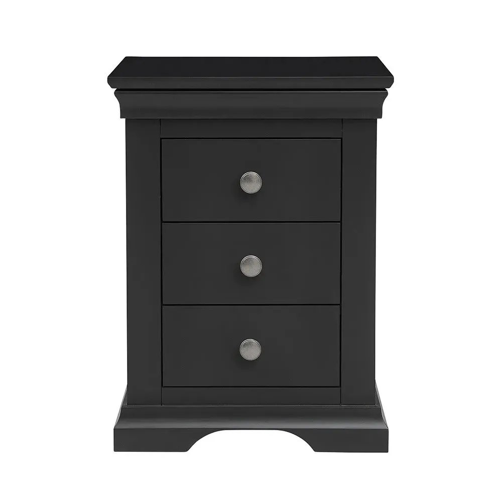 3 Drawer Bedside Table - Dusky Black
