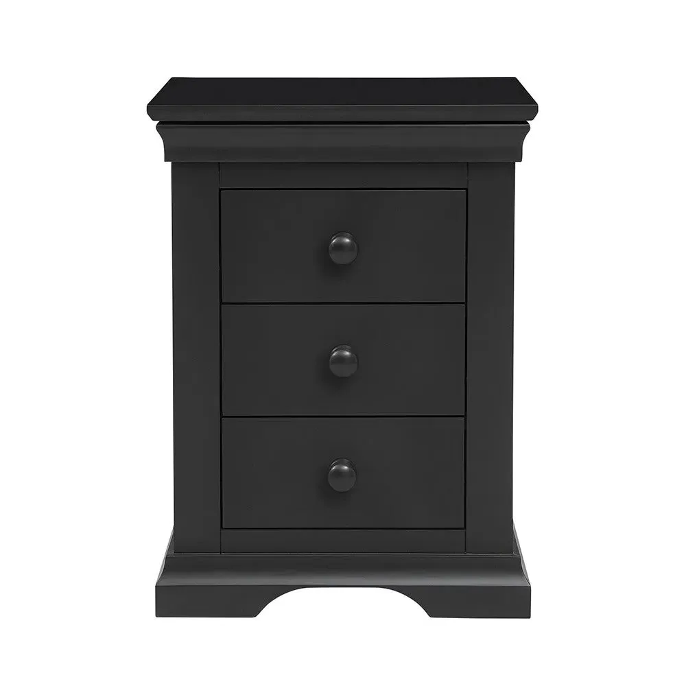 3 Drawer Bedside Table - Dusky Black