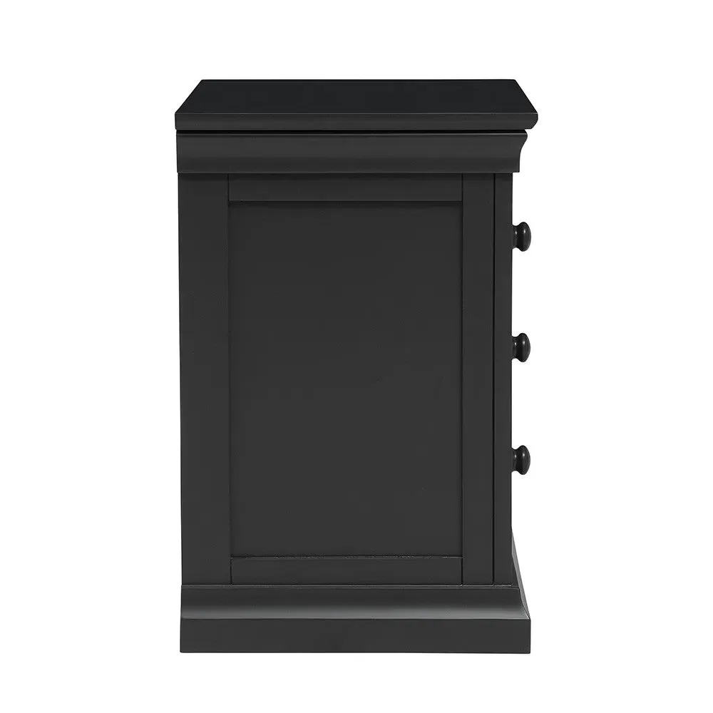 3 Drawer Bedside Table - Dusky Black