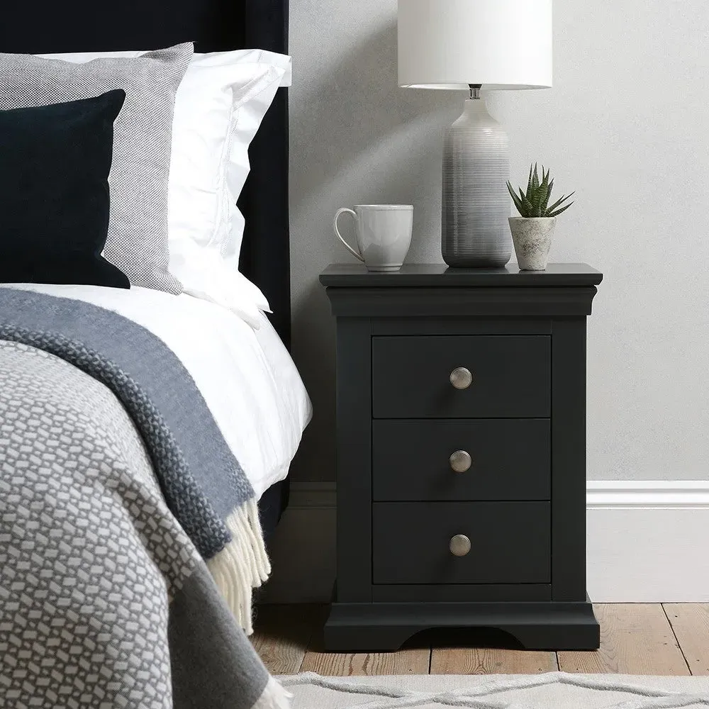 3 Drawer Bedside Table - Dusky Black