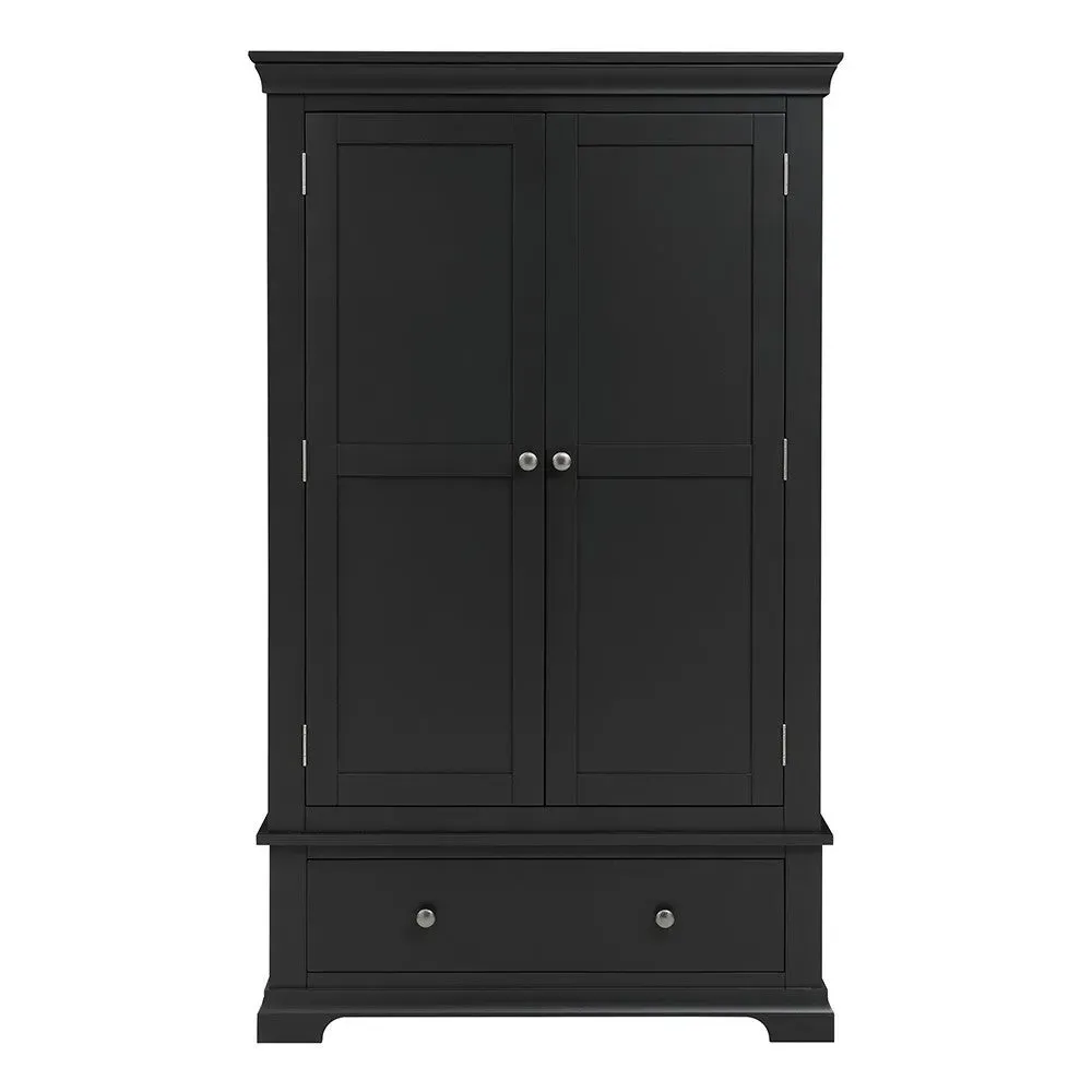Chantilly Double Wardrobe with Drawer - Dusky Black