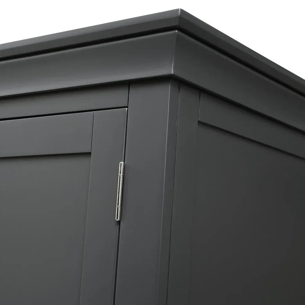 Chantilly Double Wardrobe with Drawer - Dusky Black