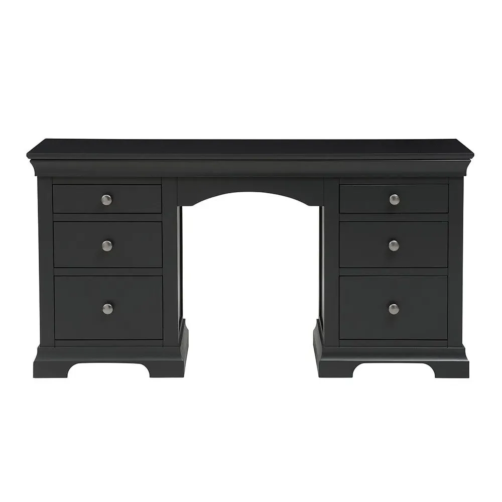 Chantilly Dressing Table with 6 Drawers - Dusky Black
