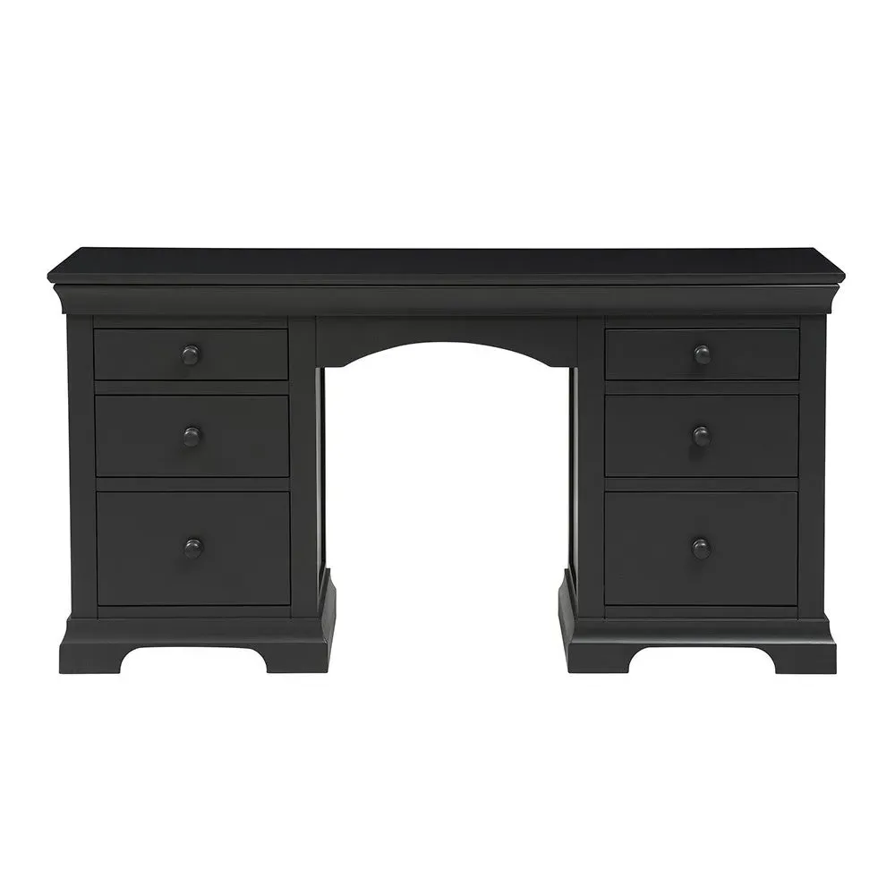 Chantilly Dressing Table with 6 Drawers - Dusky Black