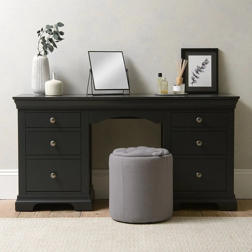 Chantilly Dressing Table with 6 Drawers - Dusky Black