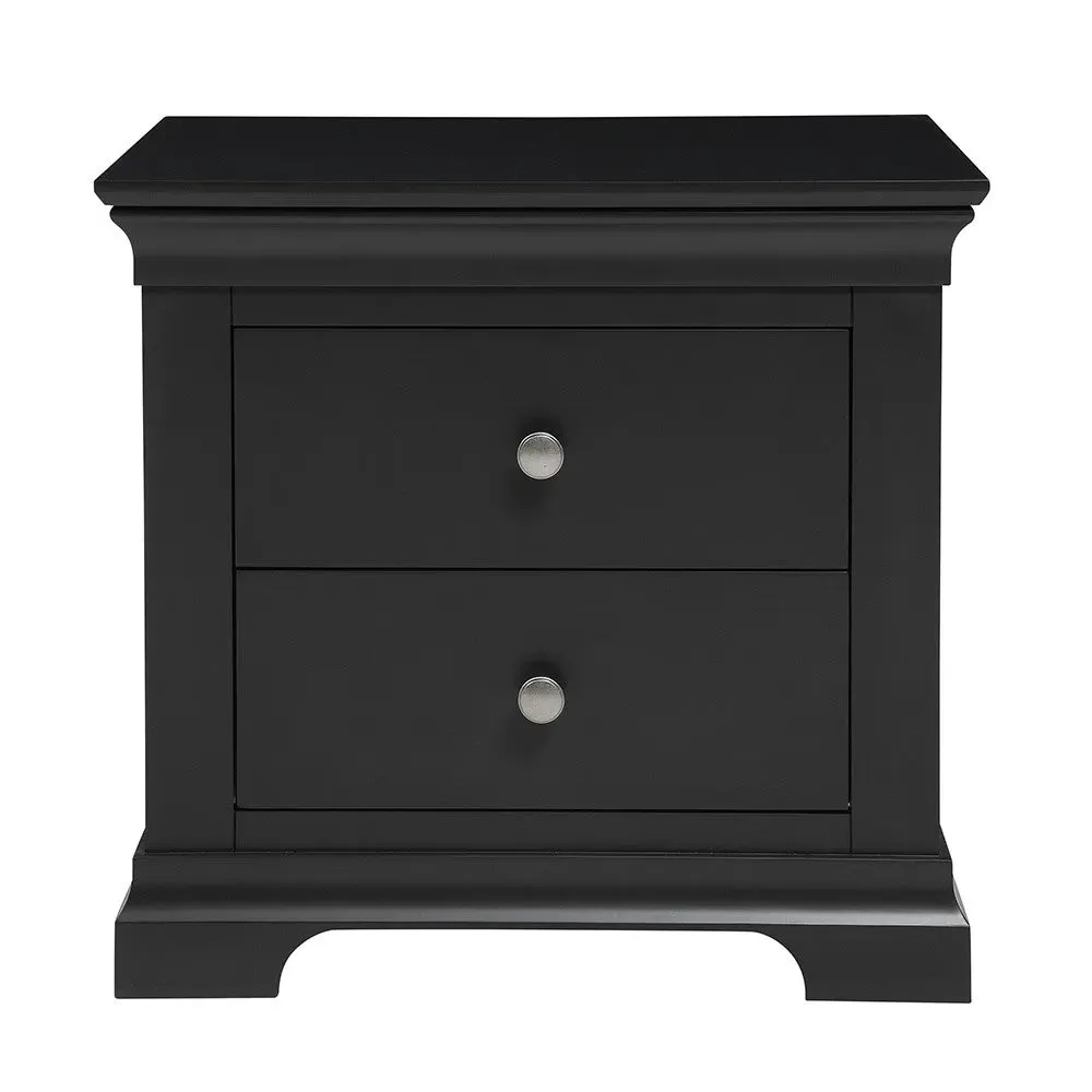 Chantilly Large 2 Drawer Bedside Table - Black