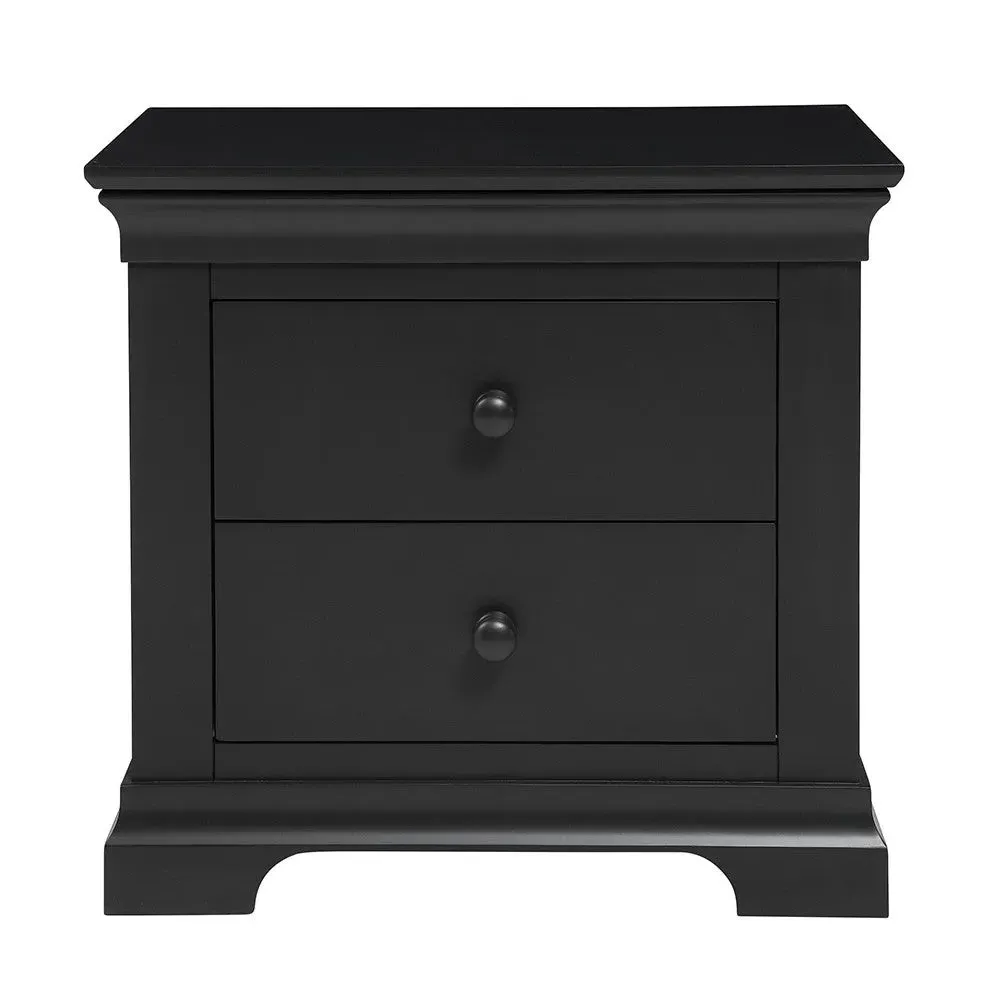 Chantilly Large 2 Drawer Bedside Table - Black