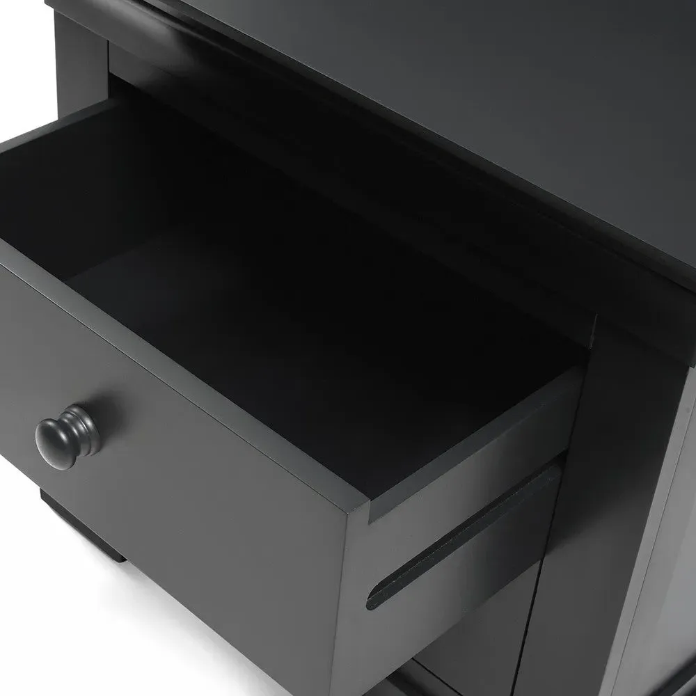 Chantilly Large 2 Drawer Bedside Table - Black