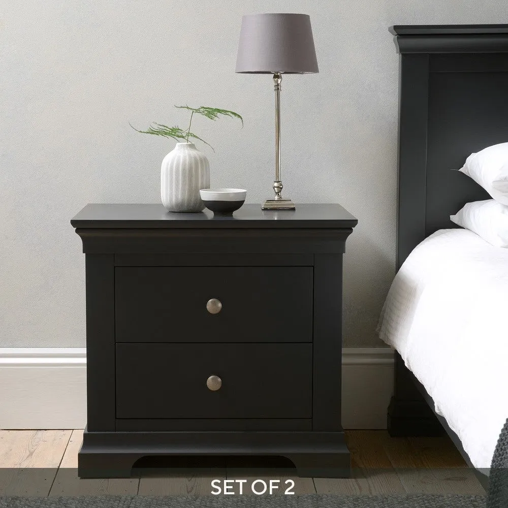 Chantilly Set of 2 Bedside Tables - Black