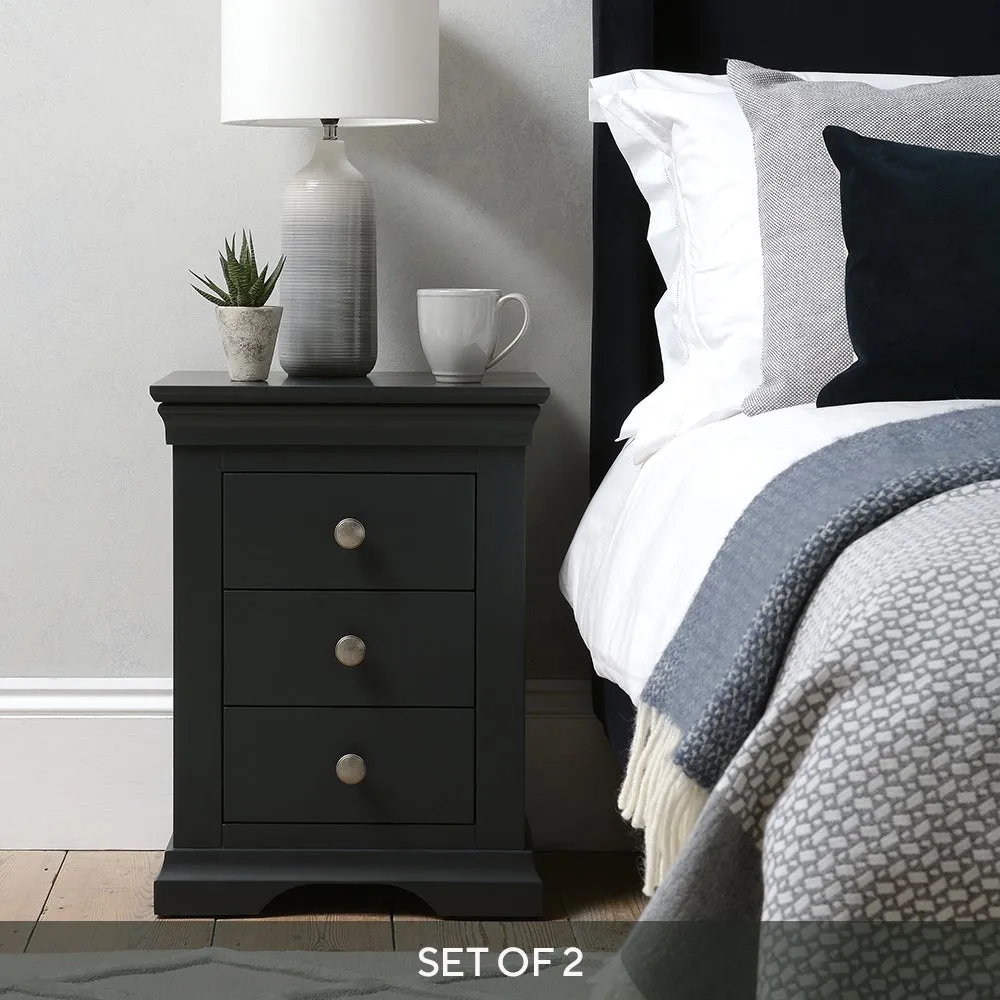 Chantilly Set of 2 Bedside Tables - Black