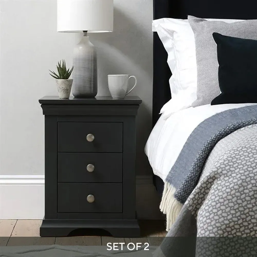 Chantilly Set of 2 Bedside Tables - Black