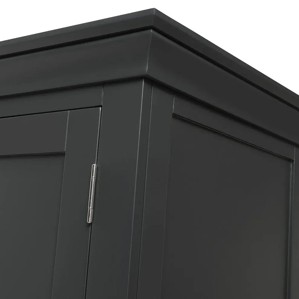 Chantilly Triple Wardrobe with Drawers - Black