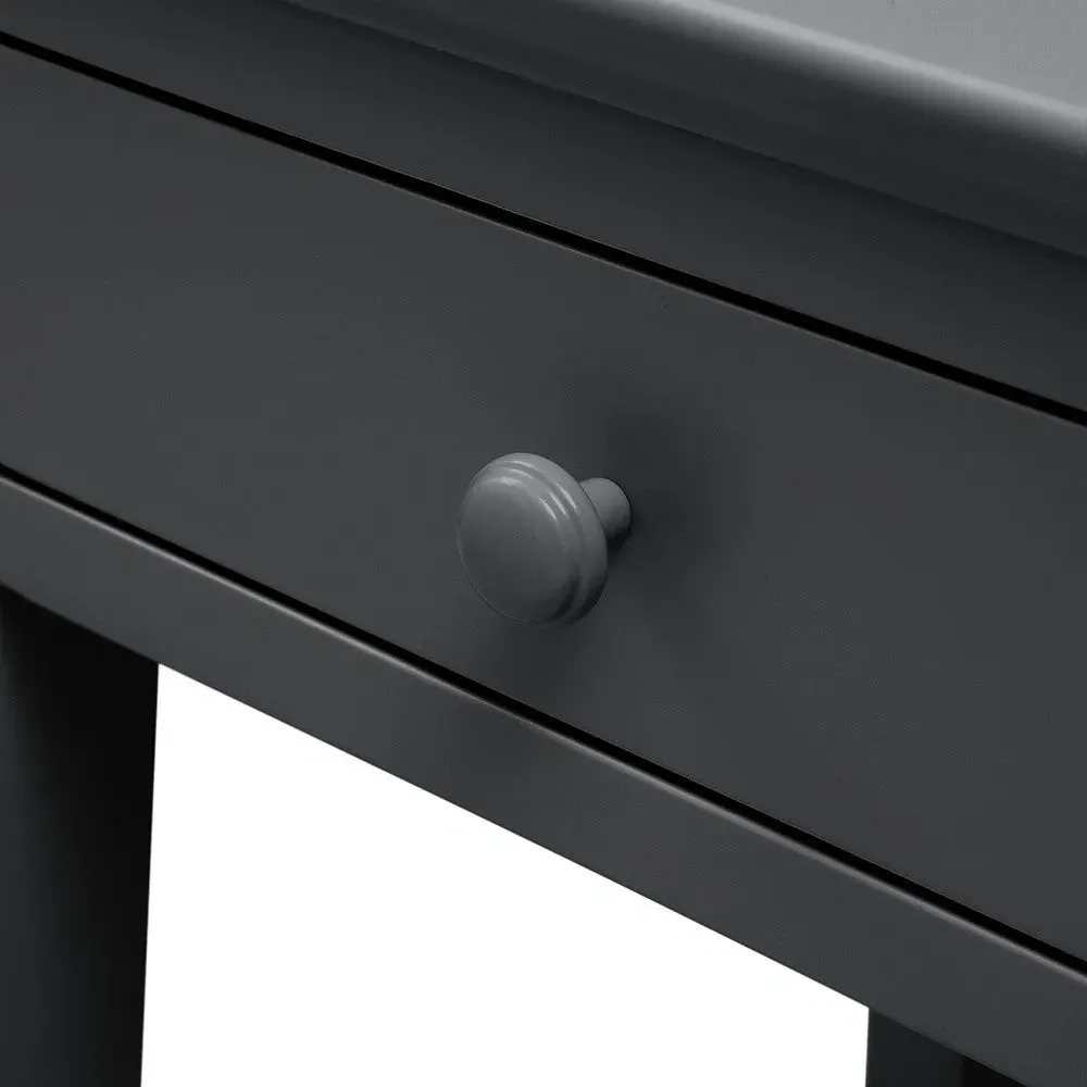 Narrow Bedside Table with Drawer - Black