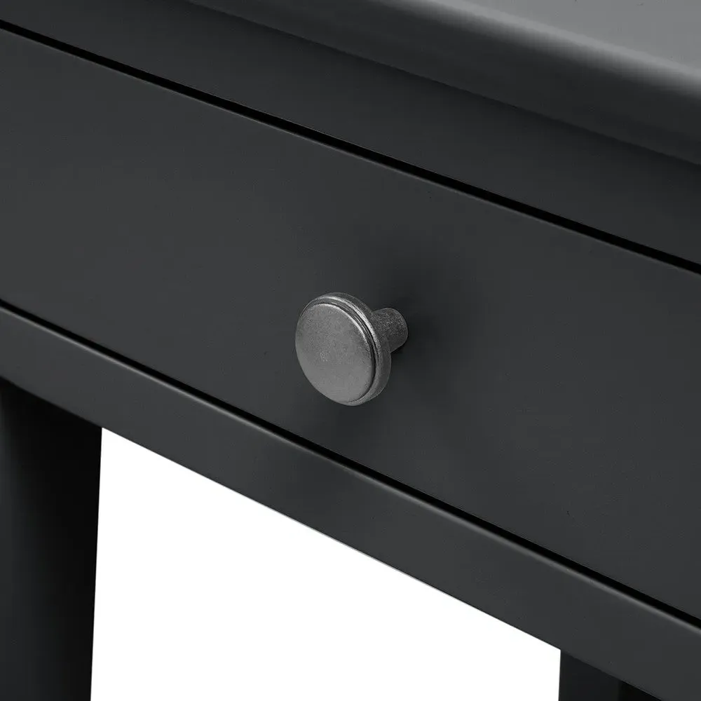 Narrow Bedside Table with Drawer - Black