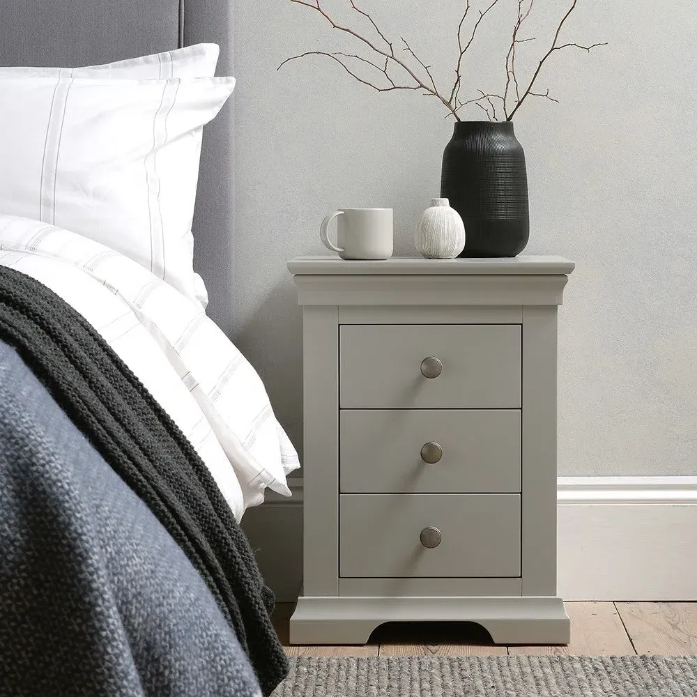 3 Drawer Bedside Table - Pebble Grey
