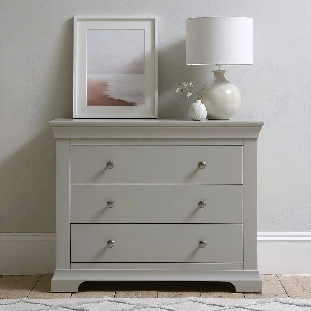 Chantilly 3 Drawer Petite Chest - Pebble Grey