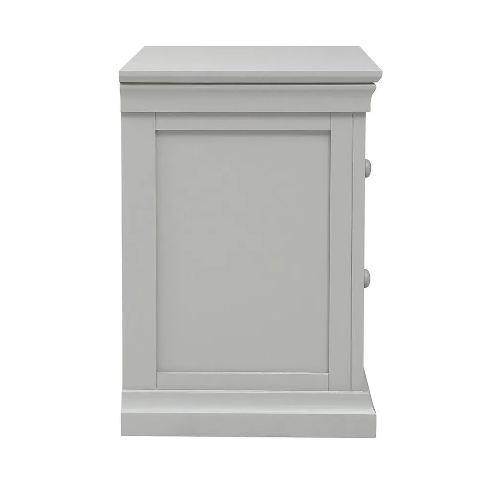 Chantilly Large 2 Drawer Bedside Table - Pebble Grey