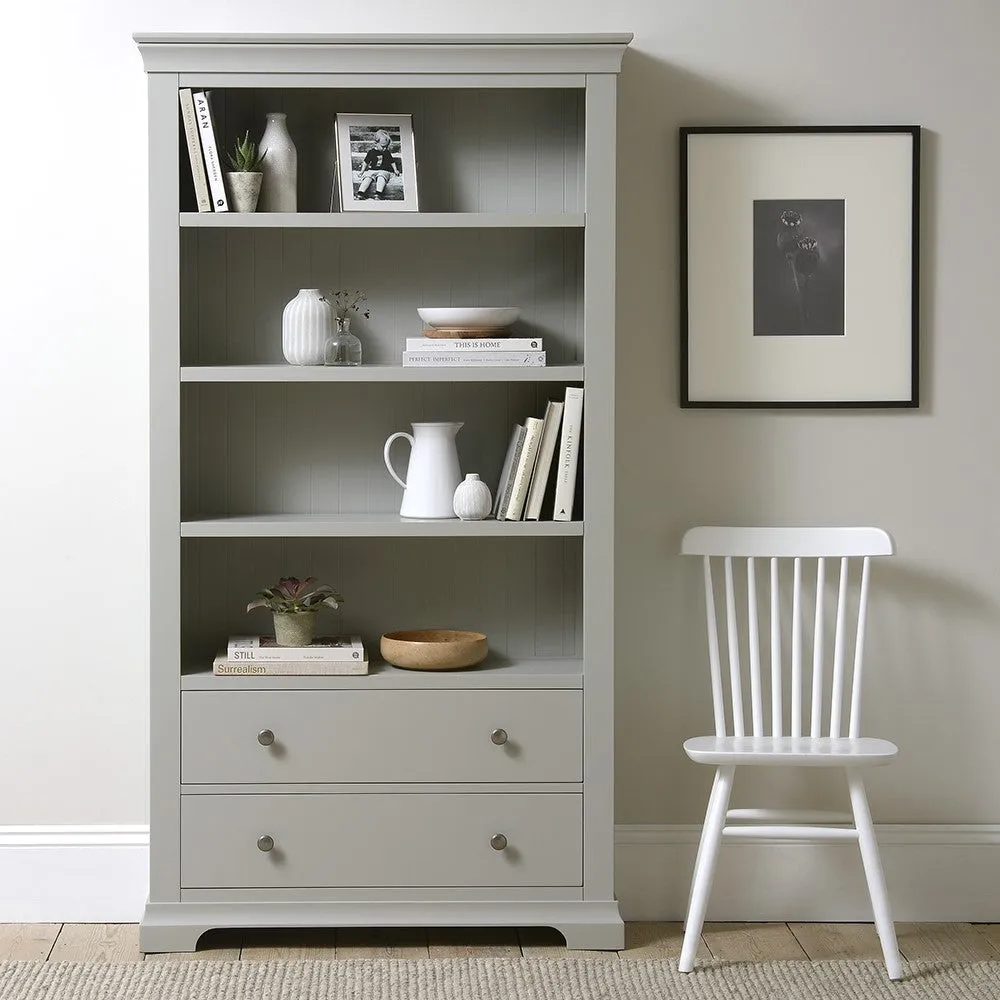 Chantilly Large Bookcase with Drawers - Pebble Grey