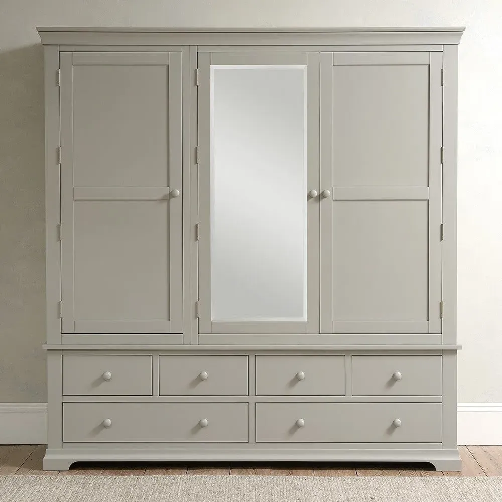 Chantilly Pebble Grey Grand Triple Wardrobe - Grey