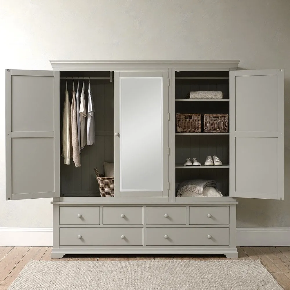 Chantilly Pebble Grey Grand Triple Wardrobe - Grey