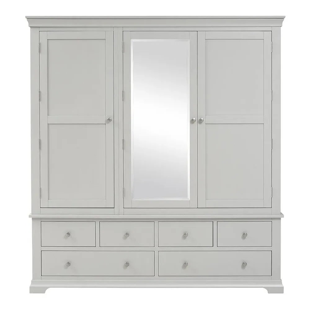Chantilly Pebble Grey Grand Triple Wardrobe - Grey