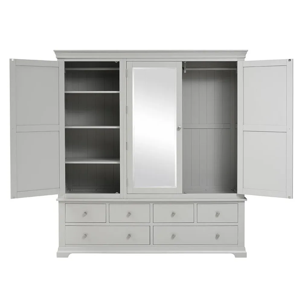 Chantilly Pebble Grey Grand Triple Wardrobe - Grey