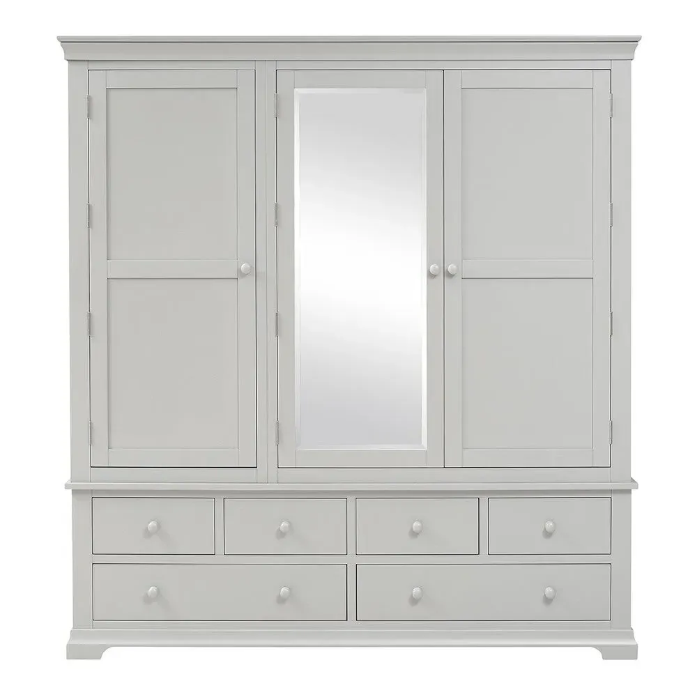 Chantilly Pebble Grey Grand Triple Wardrobe - Grey