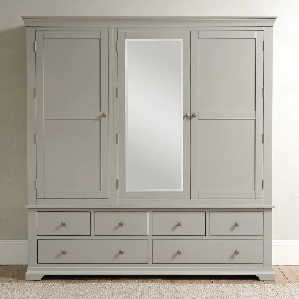 Chantilly Pebble Grey Grand Triple Wardrobe - Grey image