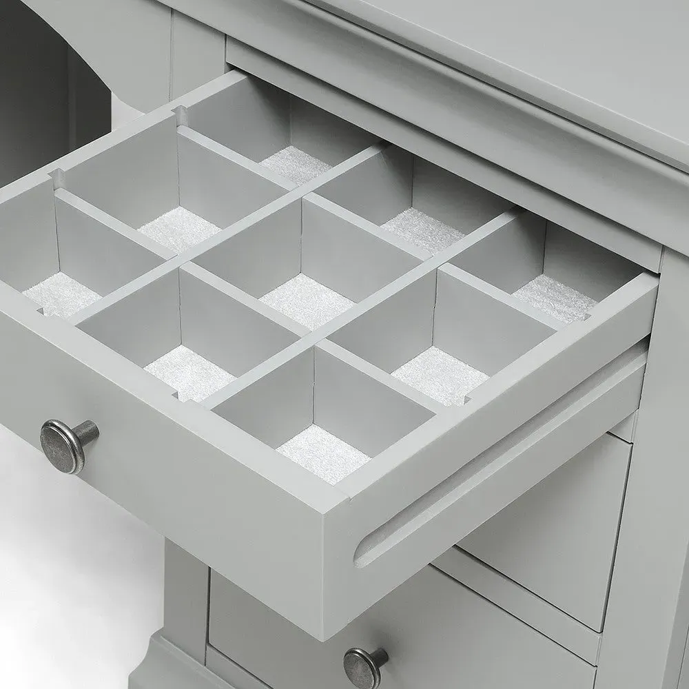 Double Pedestal Dressing Table - Pebble Grey