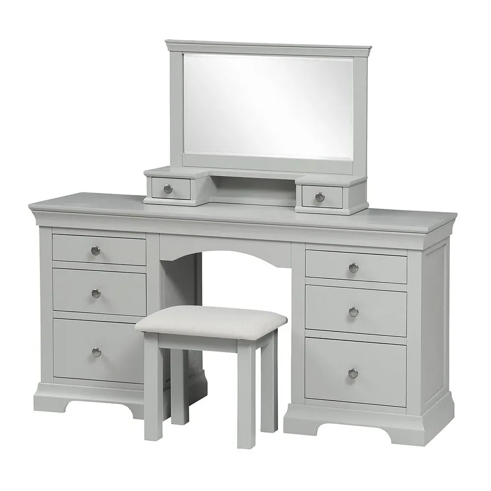 Double Pedestal Dressing Table - Pebble Grey