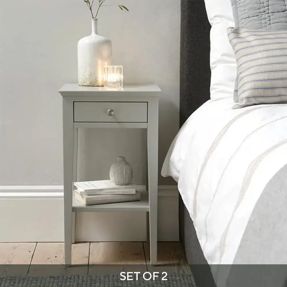 Narrow Bedside Set of 2 - Grey