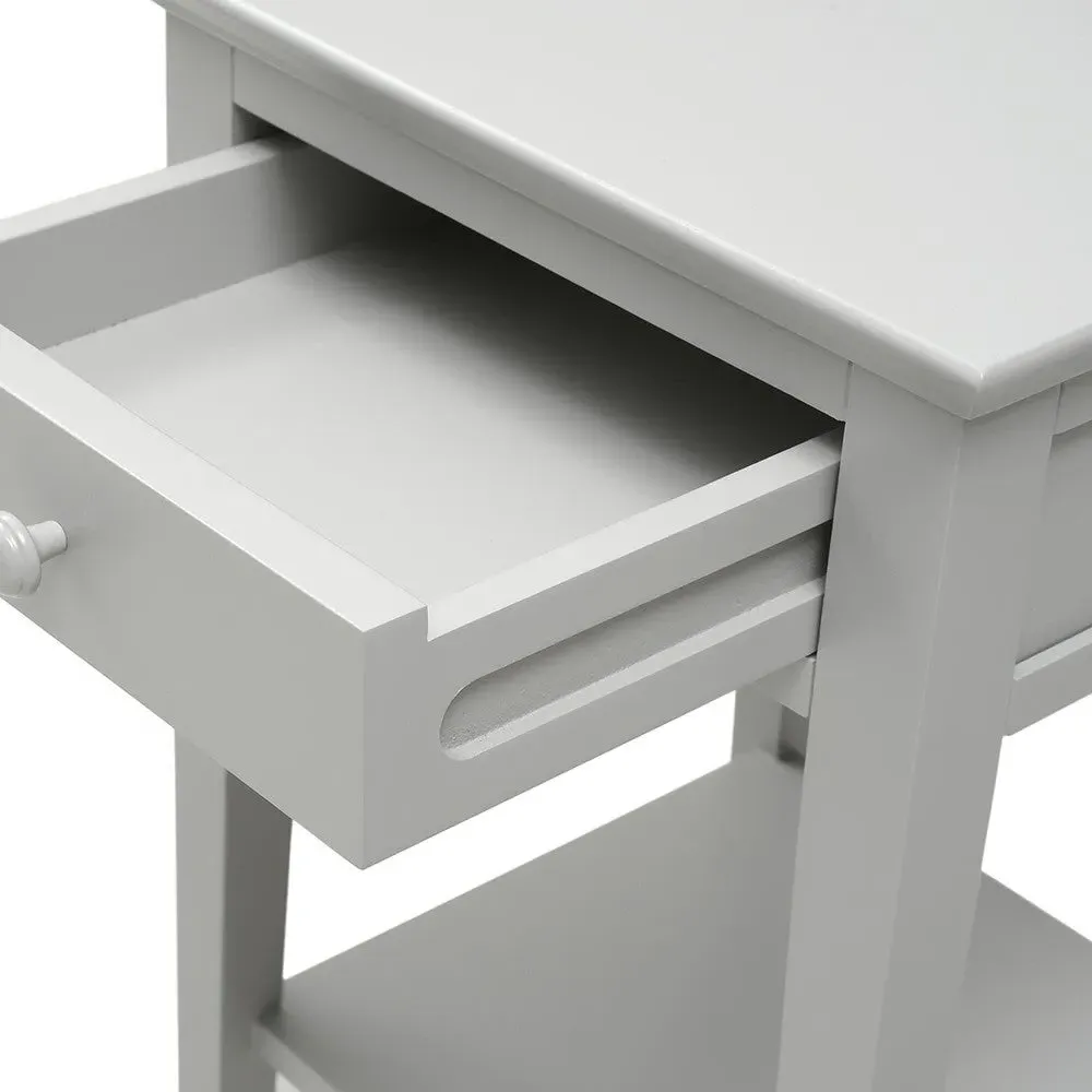 Narrow Bedside Table - Grey