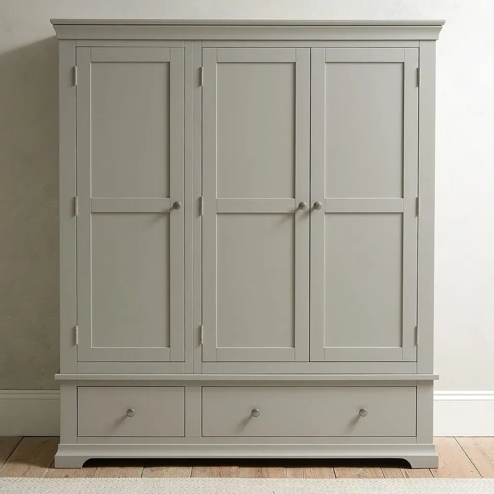 Triple Wardrobe with Drawers - Pebble Grey