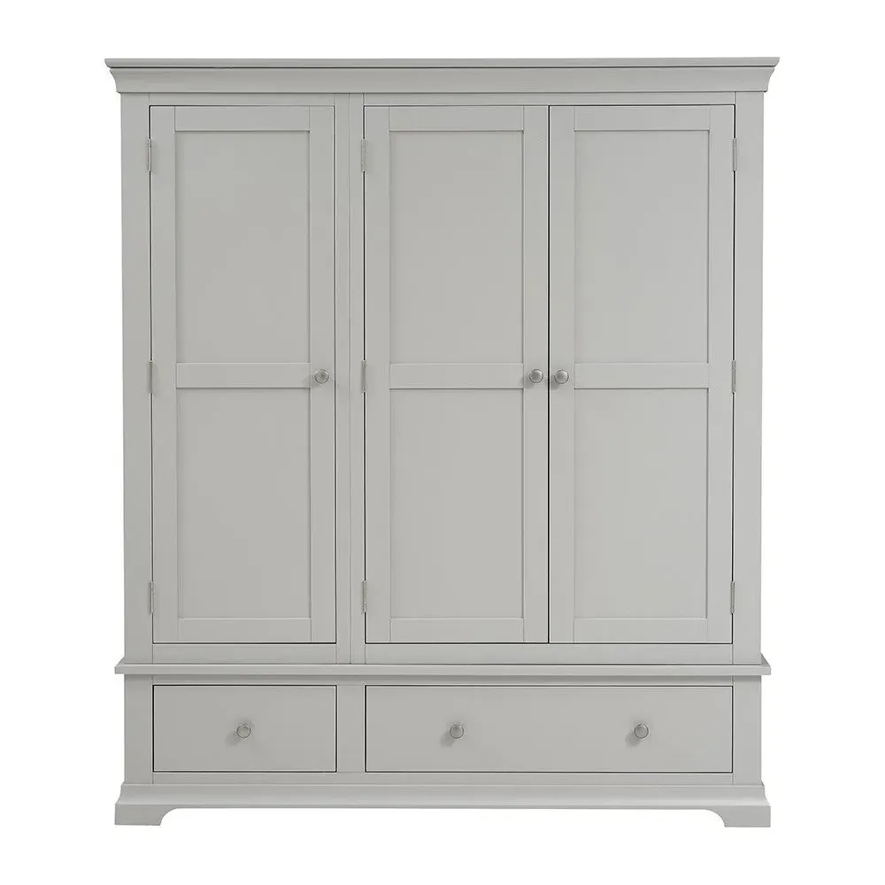 Triple Wardrobe with Drawers - Pebble Grey