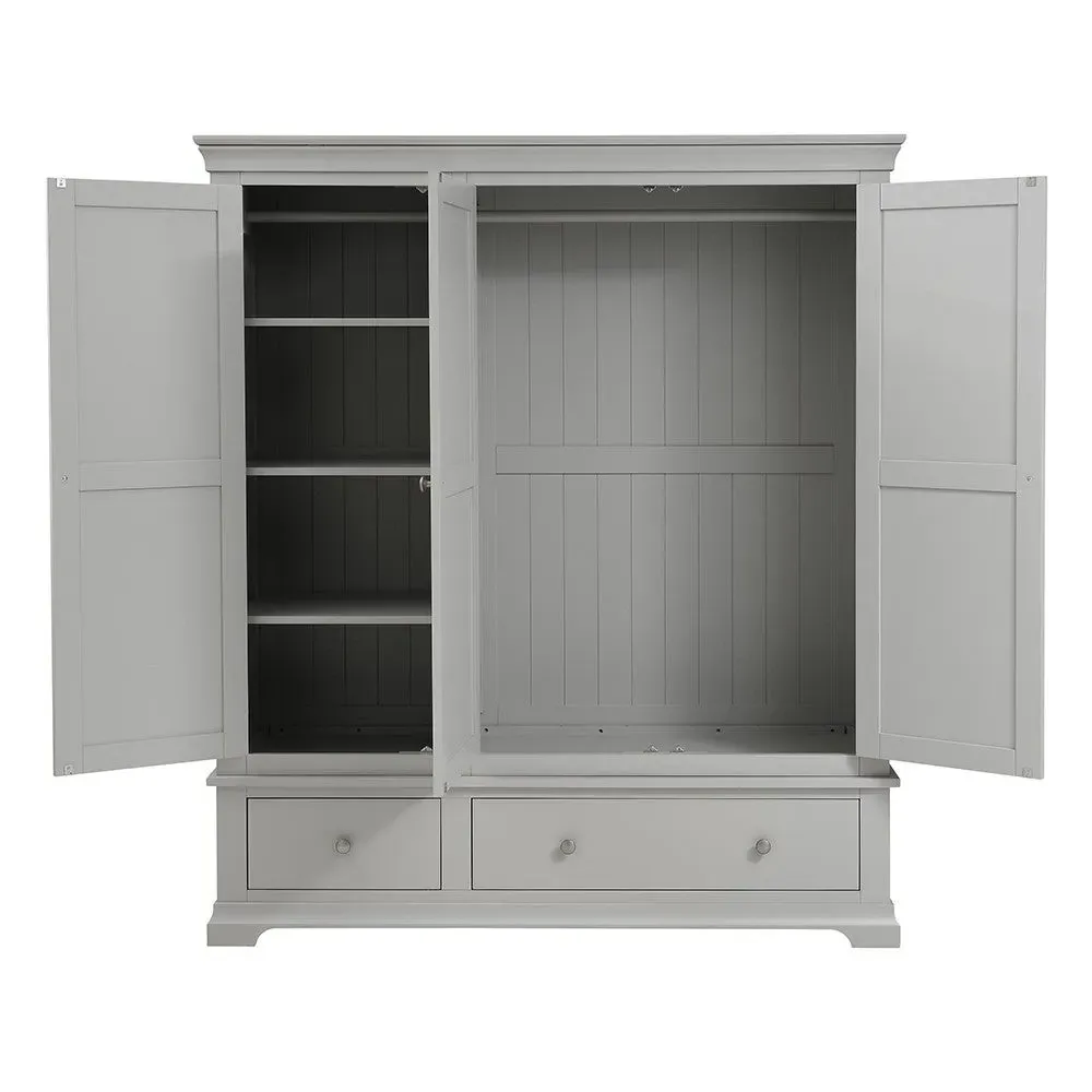 Triple Wardrobe with Drawers - Pebble Grey