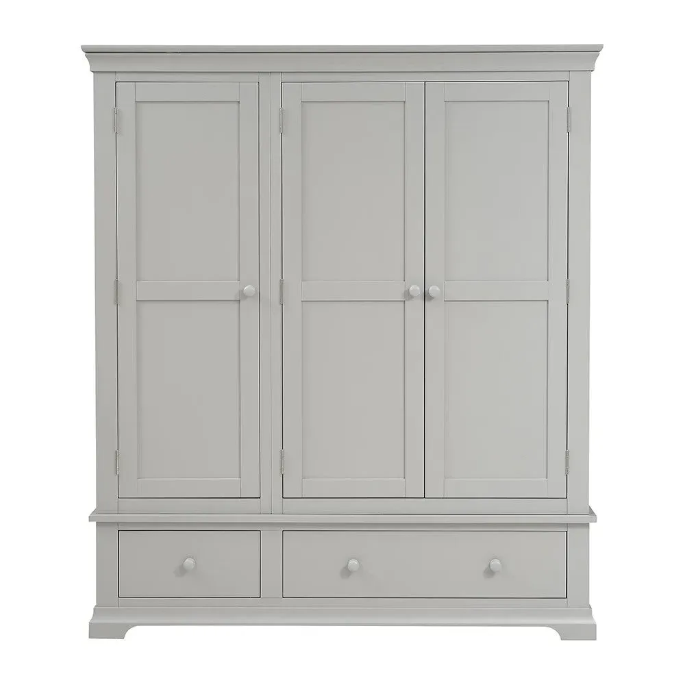 Triple Wardrobe with Drawers - Pebble Grey